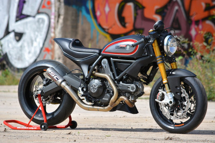 Showstopper: a hot-rodded Ducati Scrambler custom from Marcus Walz.