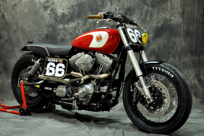 Meet Gabrielle, a Harley Dyna custom with a street tracker attitude.
