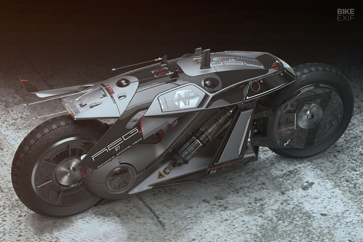Futuristic racing motorcycle by Luigi Memola