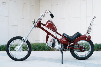 Custom-built Honda Cub chopper with a Zongshen engine