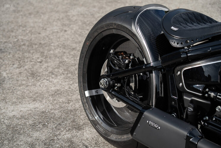 Rough Crafts Harley Fat Boy with custom carbon fiber wheels by BST
